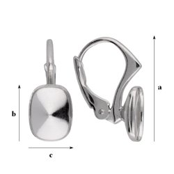 BAP-100/8 Leverbacks for 4568 Swarovski - Earring Hooks - Sterling Silver 925 Rhodium Plated