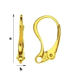 BAZ-4 Leverbacks - Earring Hooks - Sterling Silver 925 Gold Plated