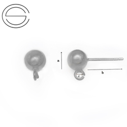 STWP-6 Ball earring 6mm with loop SILVER 925 RHODIUM