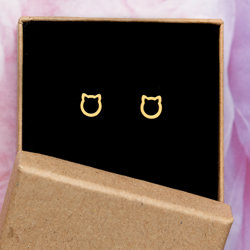 SZTZ-489 Silver cat earrings GOLD PLATED