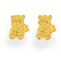 SZTZ-489 Silver teddy bear earrings GOLD PLATED