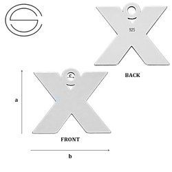 CL-213 X "X" Pendant 10,3 x 12,4 mm Sterling SIlver 925