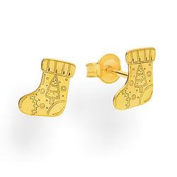SZTZ-000 Silver earrings CHRISTMAS STOCKING - Sterling Silver 925 Gold Plated