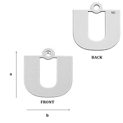 CL-213 U "U" Pendant 11,5 x 11,7 mm Sterling Silver 925