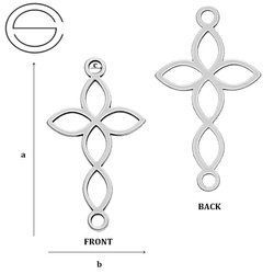 CL-342 OPENWORK CROSS Base 17,5 x 10,0 mm Sterling SIlver 925