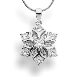 Srebrny okazały naszyjnik ŚNIEŻYNKA - SREBRO p 925