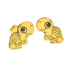 Srebrne kolczyki ŻÓŁW -SREBRO  p. 925  POZŁACANE