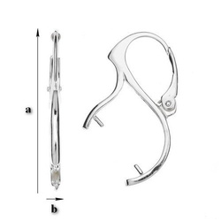 BA-26/15 Leverbacks for 15 mm Ball Beads - Earring Hooks - Sterling Silver 925 / gram
