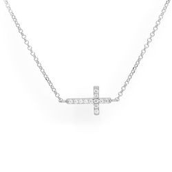 Srebrny naszyjnik cyrkonie KRYŻ KRZYŻYK - SREBRO