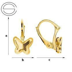 BAZ-62 Leverbacks for 2854 Butterfly 8mm - Earring Hooks - Sterling Silver 925 Gold Plated