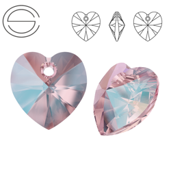 6228 MM 18 Swarovski Heart LIGHT ROSE SHIMMER SHIM