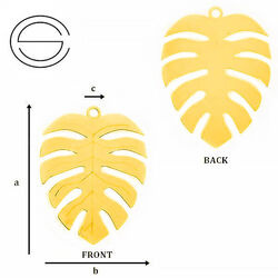 CLZ-300 Monstera Leaf Pendant Gold Plated 39 mm sterling silver