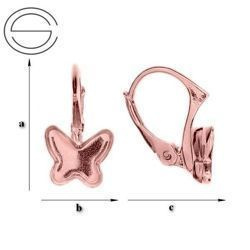 BARG-62 Leverbacks for 2854 Butterfly 8mm - Earring Hooks - Sterling Silver 925 Rose Gold Plated