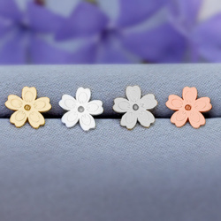SZTrg-382 silver flower stud- silver 925 rose gold