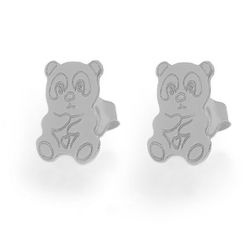 PCS-489 Silver teddy bear earrings - silver 925