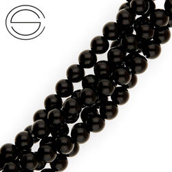 KN-RS-6,0 ONBL Natural stone - round smooth - ONYX BLACK - strand