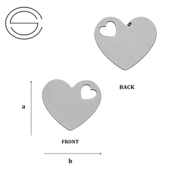 CL-226 HEART Plate 11,2 x 12,7 mm Sterling Silver 925