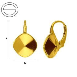 BAZ-85/10 A Leverbacks for 4470 Square 10mm - Earring Hooks - Sterling Silver 925 Gold Plated