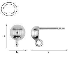 SH-43 HALFBALL EARRING WITH LOOP SILVER 925/GRAM