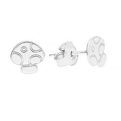SZTP-754 Silver earrings MUSHROOM TEADSTOOL - Sterling Silver 925 Rhodium Plated