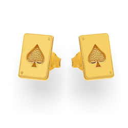 SZTZ-554 Srebrne kolczyki karta as 925 POZŁACANE