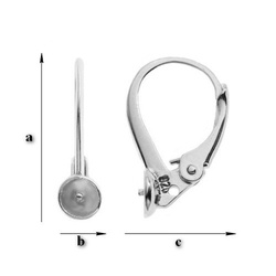 BA-17 Leverbacks Silver 925 for Swarovski Pearls - Earring Hooks - Sterling Silver 925