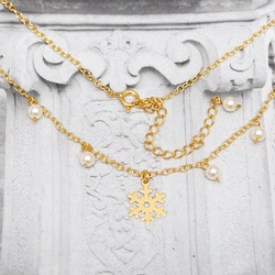 Srebrny naszyjnik PERŁY SWAROVSKI i ŚNIEŻYNKA 925