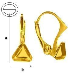 BAZ-51 Leverbacks for 4841 Cube 6mm - Earring Hooks - Sterling Silver 925 Gold Plated