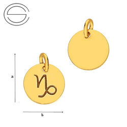 CLZ-580 CAPRICORN Zodiac Pendant 9,0 mm Sterling Silver 925 Gold Plated