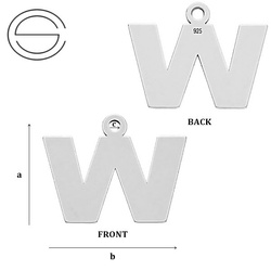 CL-213 W "W" Pendant 12,2 x 16,6 mm Sterling SIlver 925