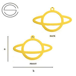 CLZ-600 PLANET SATURN Pendant 24 mm - Sterling Silver 925 Gold Plated