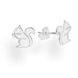 SZTP-766 Silver earrings SQUIRREL - Sterling Silver 925 Rhodium Plated