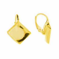 BAZ-44/10 Leverbacks for flat square stones 10mm - Earring Hooks - Sterling Silver 925 Gold Plated