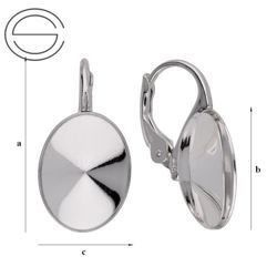 BA-99/14 Leverbacks for 4122 Oval Rivoli 14mm - Earring Hooks - Sterling Silver 925 / gram