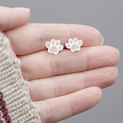 SZTrg-314 Silver paw earrings - SILVER 925 rose gold