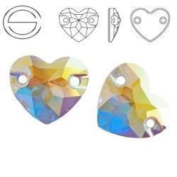 3259 MM 12 Swarovski Heart Sew-on Crystal AB F