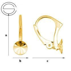 BAZ-43/6 Leverbacks for 1122 Rivoli 6mm - Earring Hooks - Sterling Silver 925 Gold Plated