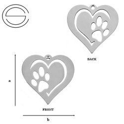 CL-623 Pendant HEART PAW 18mm - Sterling Silver 925