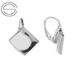 BA-44/10 Leverbacks for flat square stones 10mm - Earring Hooks - Sterling Silver 925 / gram