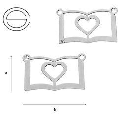 CL-424 BOOK Pendant Sterling SIlver 925