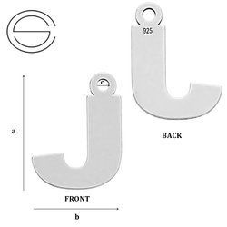 CL-213J "J" Pendant 12,3 x 9,3 mm Sterling Silver 925