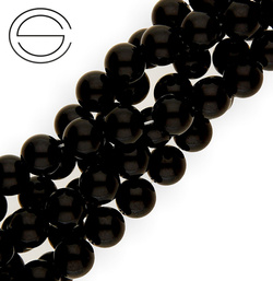 KN-RS-8,0 ONBL Natural stone - round smooth - ONYX BLACK - strand