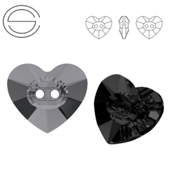 3023 MM 12 Swarovski Heart Button JET HEMATITE HEM