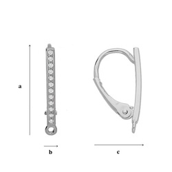 BACP-1 Leverbacks with cubic zirconia. Silver 925 RHODIUM