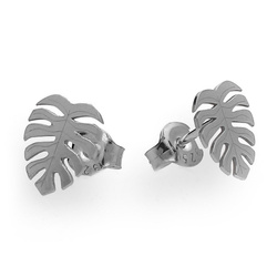 SZTp-304 silver monstera stud earring - silver 925 rhodium