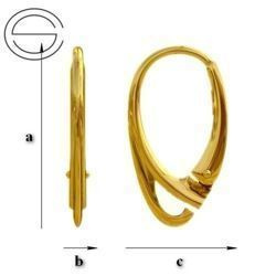 BBAZ-1 Leverbacks - Earring Hooks - Sterling Silver 925 Gold Plated