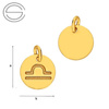 CLZ-580 LIBRA Zodiac Pendant 9,0 mm Sterling Silver 925 Gold Plated