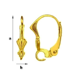 BAZ-56 Leverbacks - Earring Hooks - Sterling Silver 925 Gold Plated