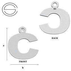 CL-213C "C" Pendant 12,0 x 11,2 mm Sterling Silver 925