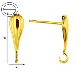 SHZ-136 STUD EARRING WITH LOOP SILVER 925 GOLD PLATED